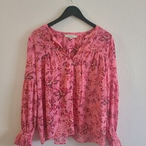 LOFT Pink Floral Blouse